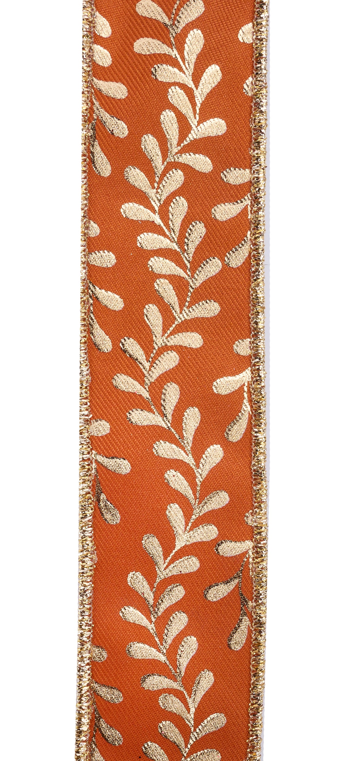 Foil Leaf Garland – 7/8" x 10 Yards, Pumpkin & Gold Color, Holiday Wreath Ribbon, Craft Supplies