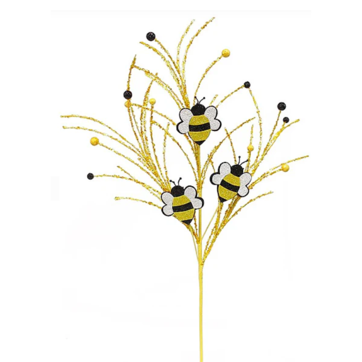 Glitter Bumble Bee Twig Spray 29" Summertime Embellishment