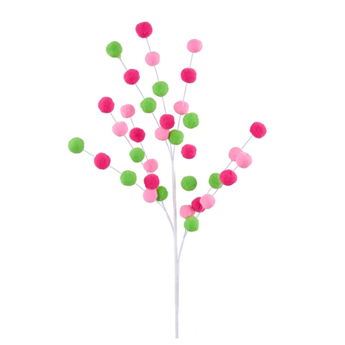 25"L Pink Lime Hot Pink Pom Pom Spray Wreath Embellishment