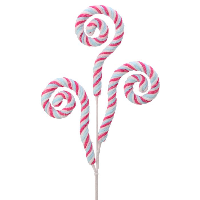 28" Chenille Glitter Curly Q Spray | Whimsical Christmas Wreath Pick | Curly Stem Holiday Embellishment | Sparkly Wreath Supply