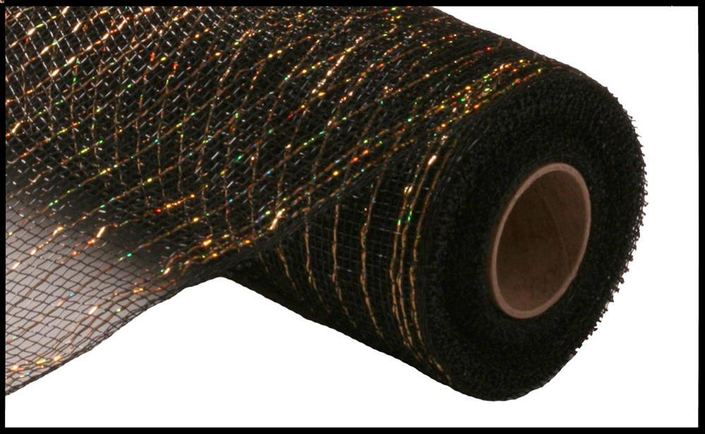 Black With Gold Foil Deco Mesh -10 inches x 10yards, Poly Deco Mesh, Craft Supplies, DIY Crafts, Wreath Making