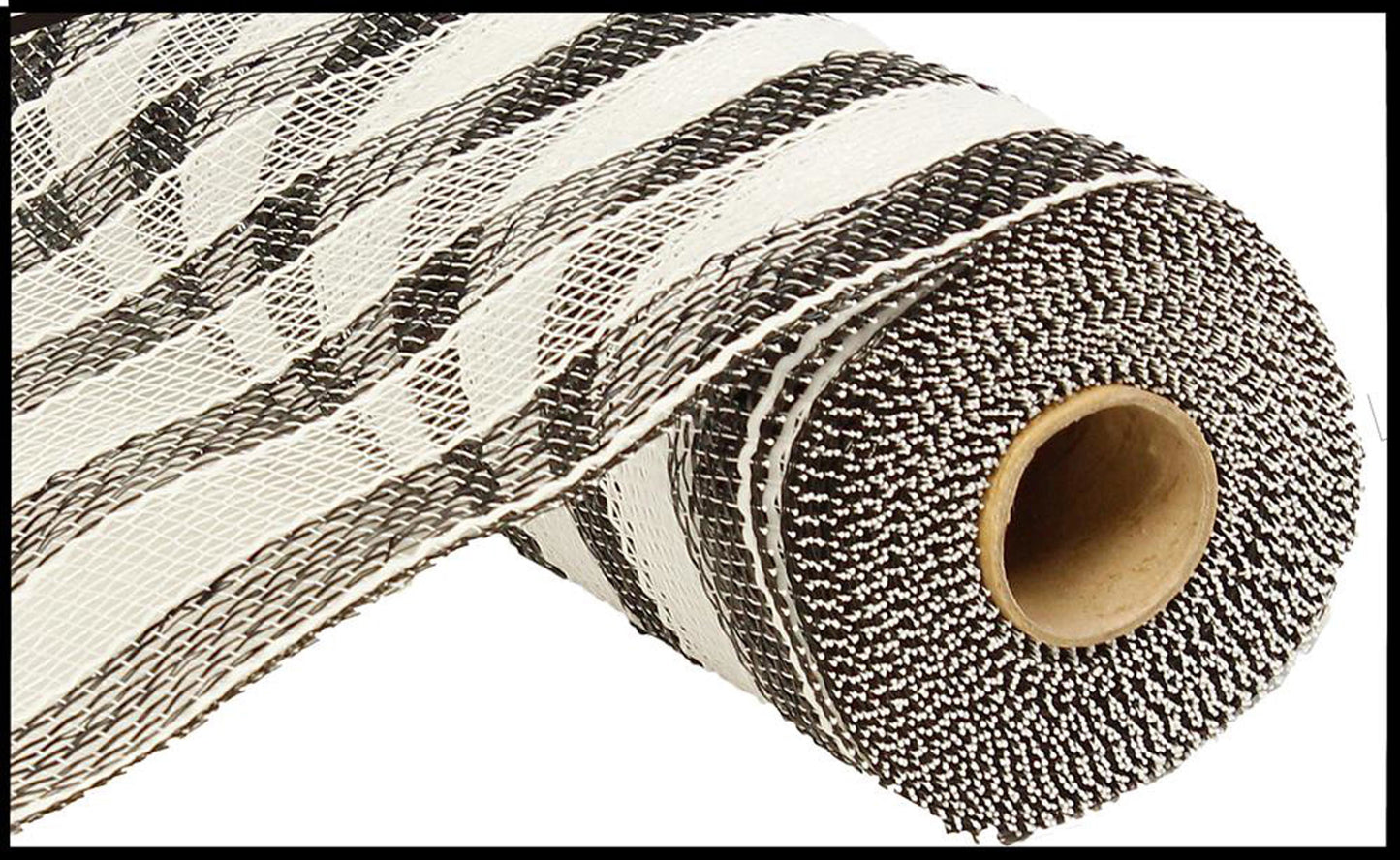 Black & White Stripe Deco Mesh - 10 inches x 10yards, Poly Deco Mesh, Craft Supplies, DIY Crafts, Wreath Making