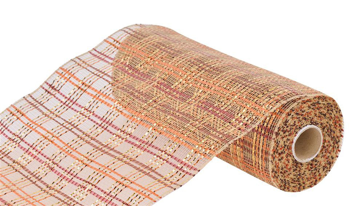 Rust Gold Burgundy with Foil Deco Mesh -10 inches x 10yards, Poly Deco Mesh, Craft Supplies, DIY Crafts, Wreath Making