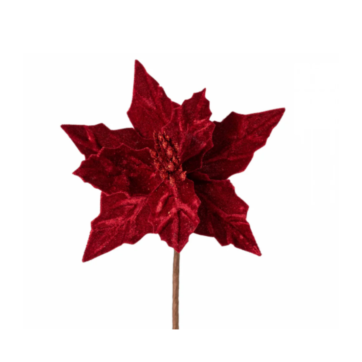 Velvet Poinsettia Spray Red, Stem Embellishment, Holiday Spray, DIY Wreath Supply, The Ritzy Cactus