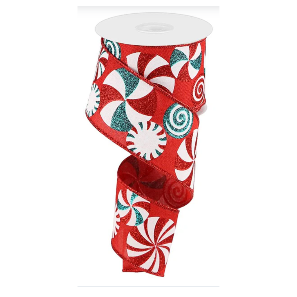 Bold Peppermint on Royal Wired Ribbon – 2.5" x 10 Yards, Wreath Ribbon