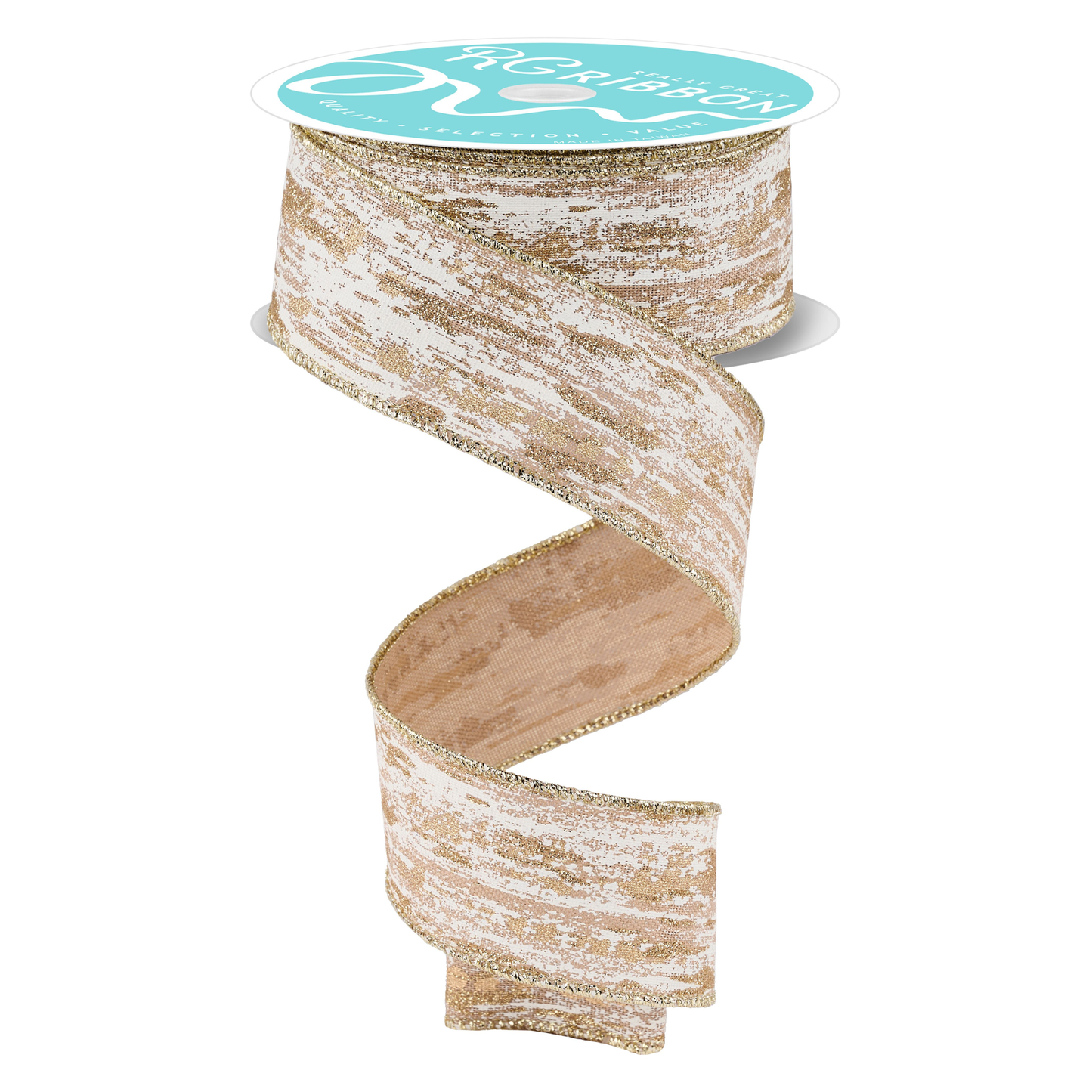 Glitter Metallic Streaks Wired Ribbon by RG Ribbon – 1.5" x 10 Yards, Wreath Supplies, The Ritzy Cactus