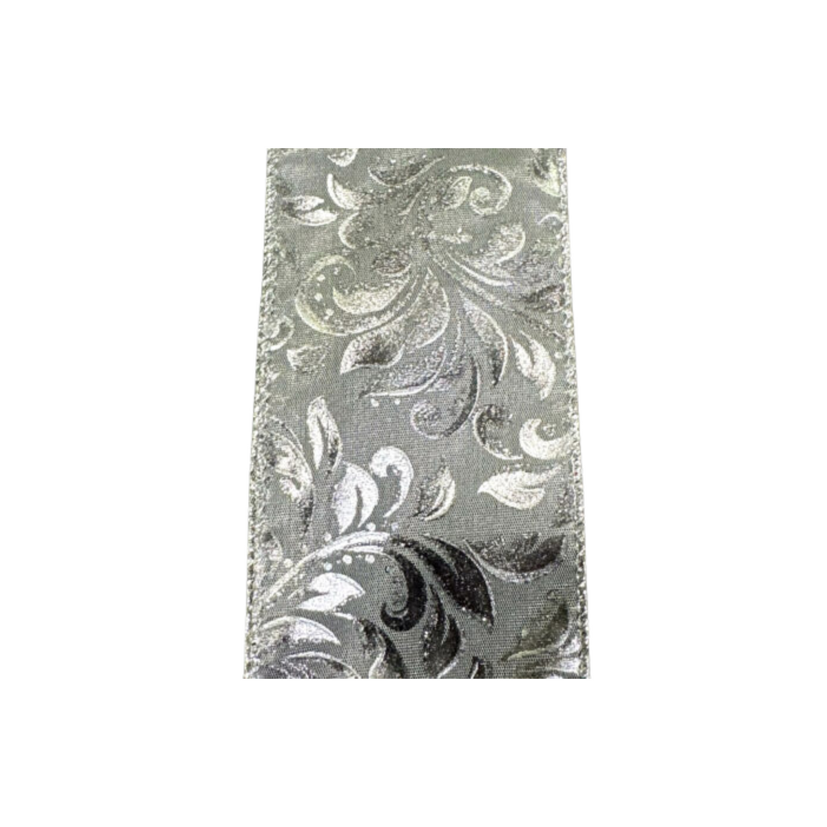 Silver Swirl Wired Ribbon– 2.5" x 10 Yards, Wreath Ribbon