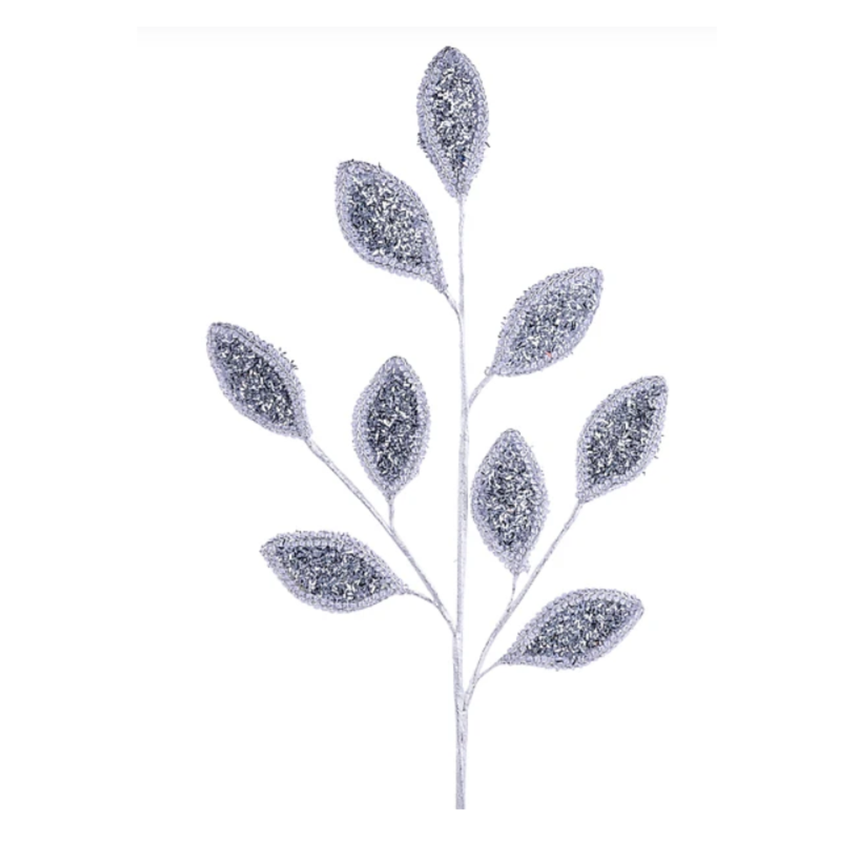 28"L Silver Vglitter/Lace Leaf Spray Wreath Embellishment