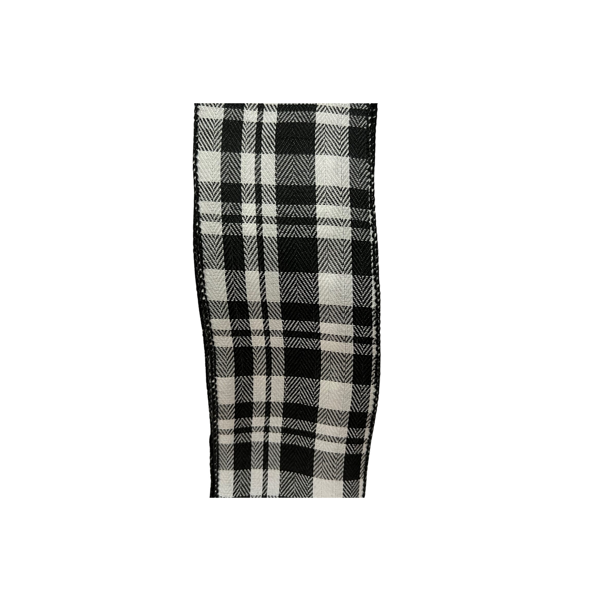 Black and White Plaid Wired Ribbon – 2.5" x 10 Yards, Wreath Ribbon