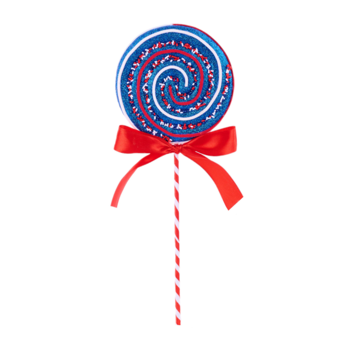 13.75" Blue Glitter Patriotic Lollipop Pic| Holiday Patriotic Spray | DIY Decor Wreath Embellishment | Wreath Supplies