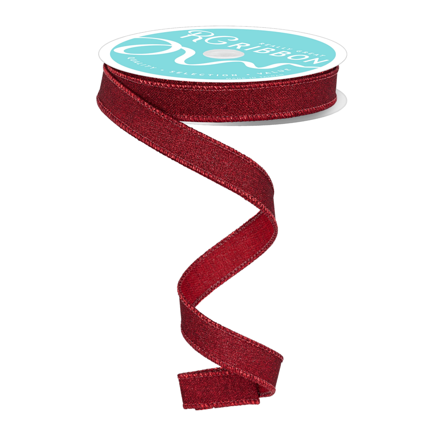 Burgundy Fine Glitter On Royal Wired Ribbon by RG Ribbon 5/8" x 10 Yards, Wreath Ribbon, Craft Supplies