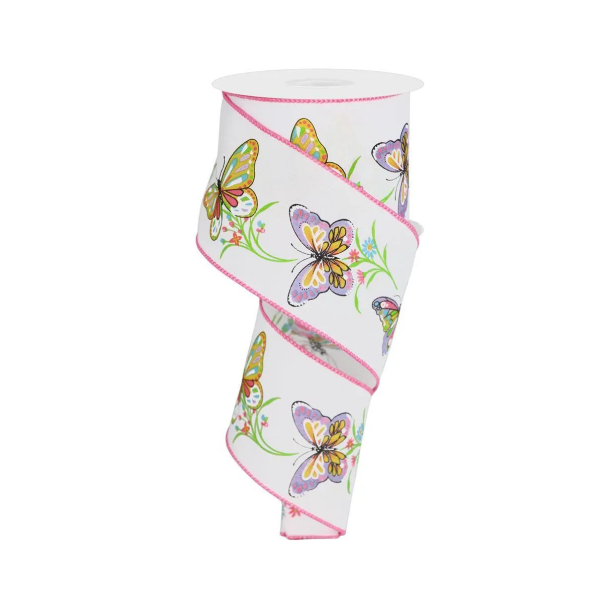 Butterfly Branches Wired Ribbon – 2.5" x 10 Yards, Spring Wreath Ribbon, Craft Supplies