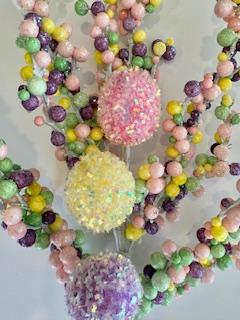 23" Iridescent Glitter w/Berry Egg Spray| Holiday Spring Spray | DIY Easter Decor Wreath Embellishment | Wreath Supplies