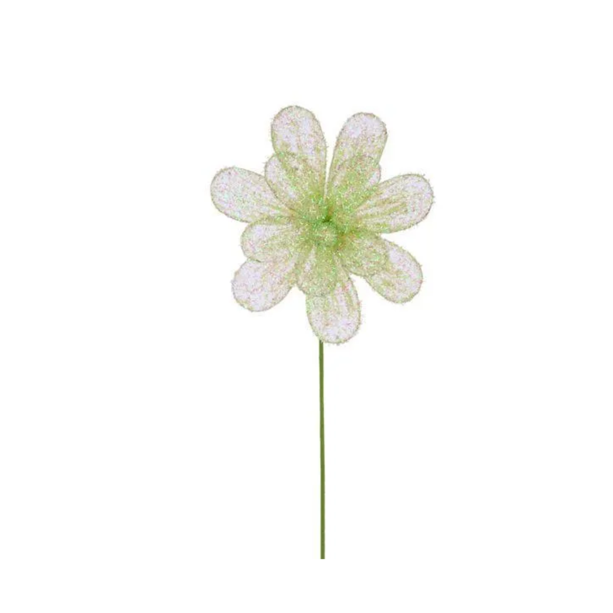 Iridescent Green 9" Foil Filigree Flower Stem, Spring Summer Wreath Embellishment , DIY Wreath Supply