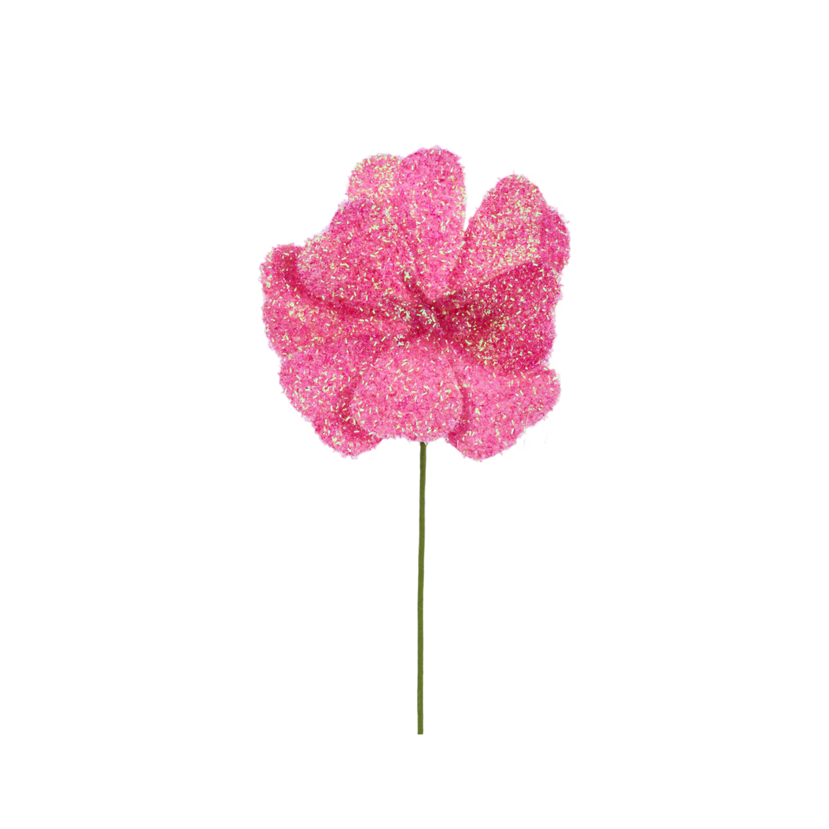 Hot Pink 7.75"Dia V-Cut Foil Flower Stem, Spring Summer Wreath Embellishment , DIY Wreath Supply