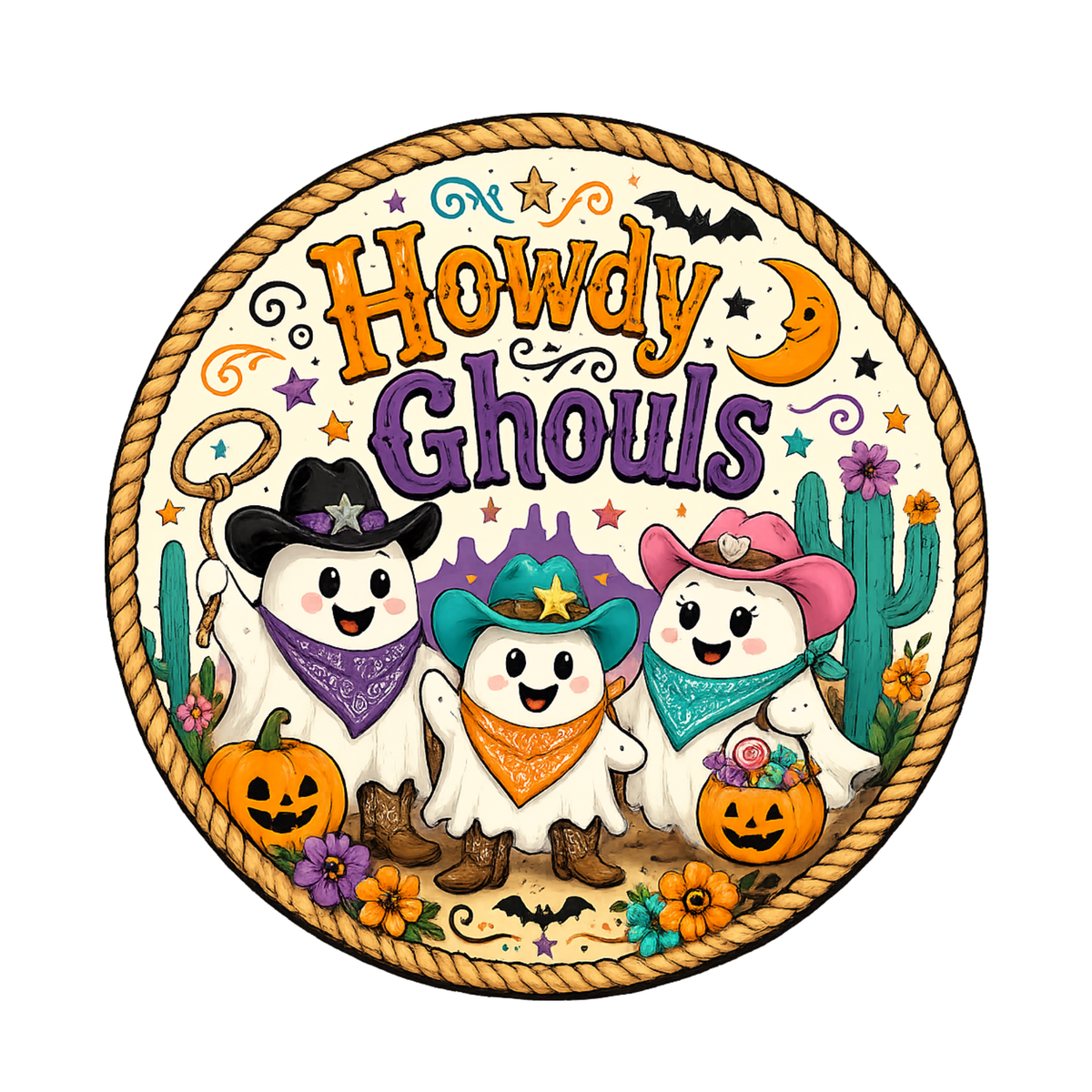 10" Howdy Ghouls Halloween Sign, Metal Wreath Sign, Halloween Sign Home Decor