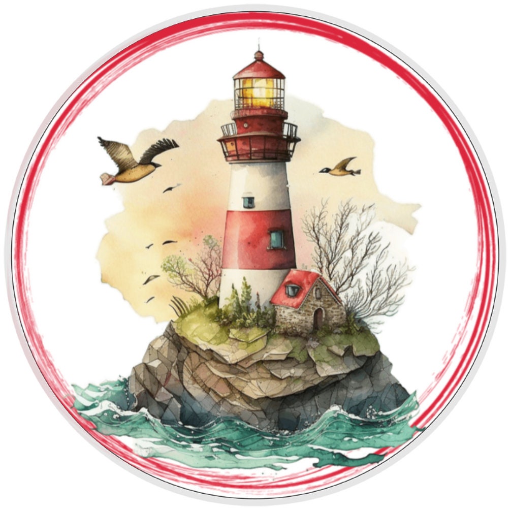 10 Striped Lighthouse Sign , Wreath Sign, Home Decor
