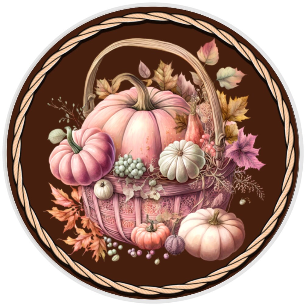 10 Pink Brown Rope Pumpkin Fall Sign, Wreath Sign, Home Decor
