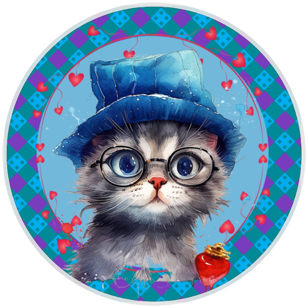 Plaid Cat Sign, Wreath Sign, Home Decor