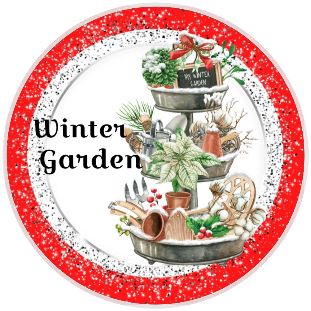 10 Winter Christmas Garden Sign, Wreath Sign, Home Decor