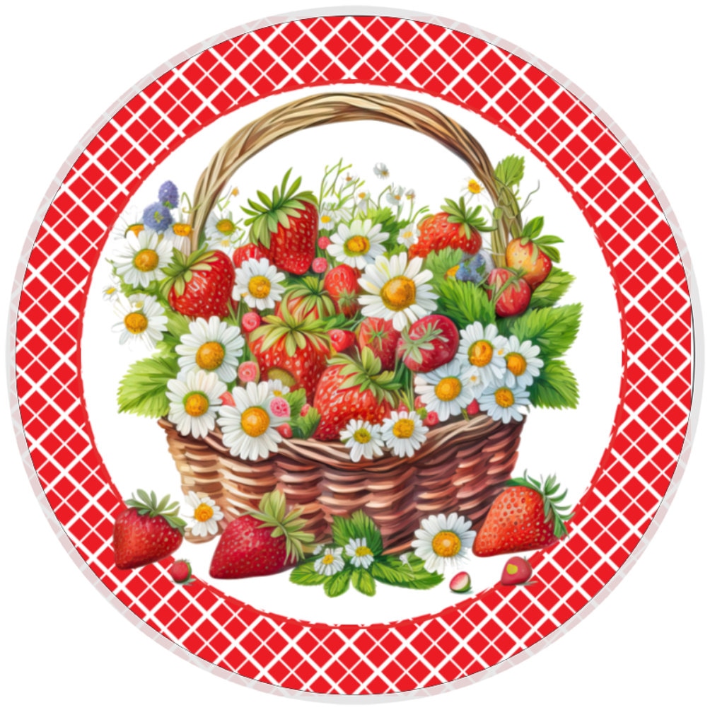 10 Strawberry Basket Sign, Wreath Sign, Home Decor, Metal Sign, The Ritzy Cactus