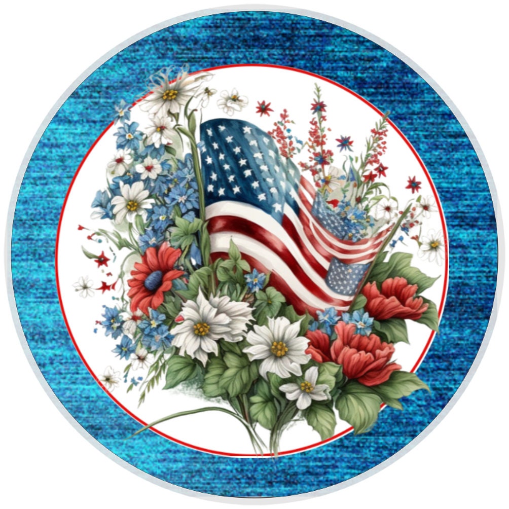 10 Patriotic Floral Flag Sign, Wreath Sign, Home Decor