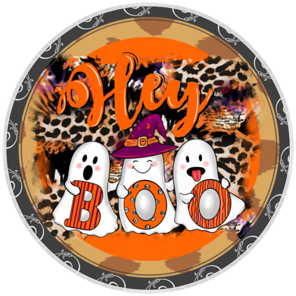 10 Hey Boo Halloween Ghost Sign, Wreath Sign, Home Decor