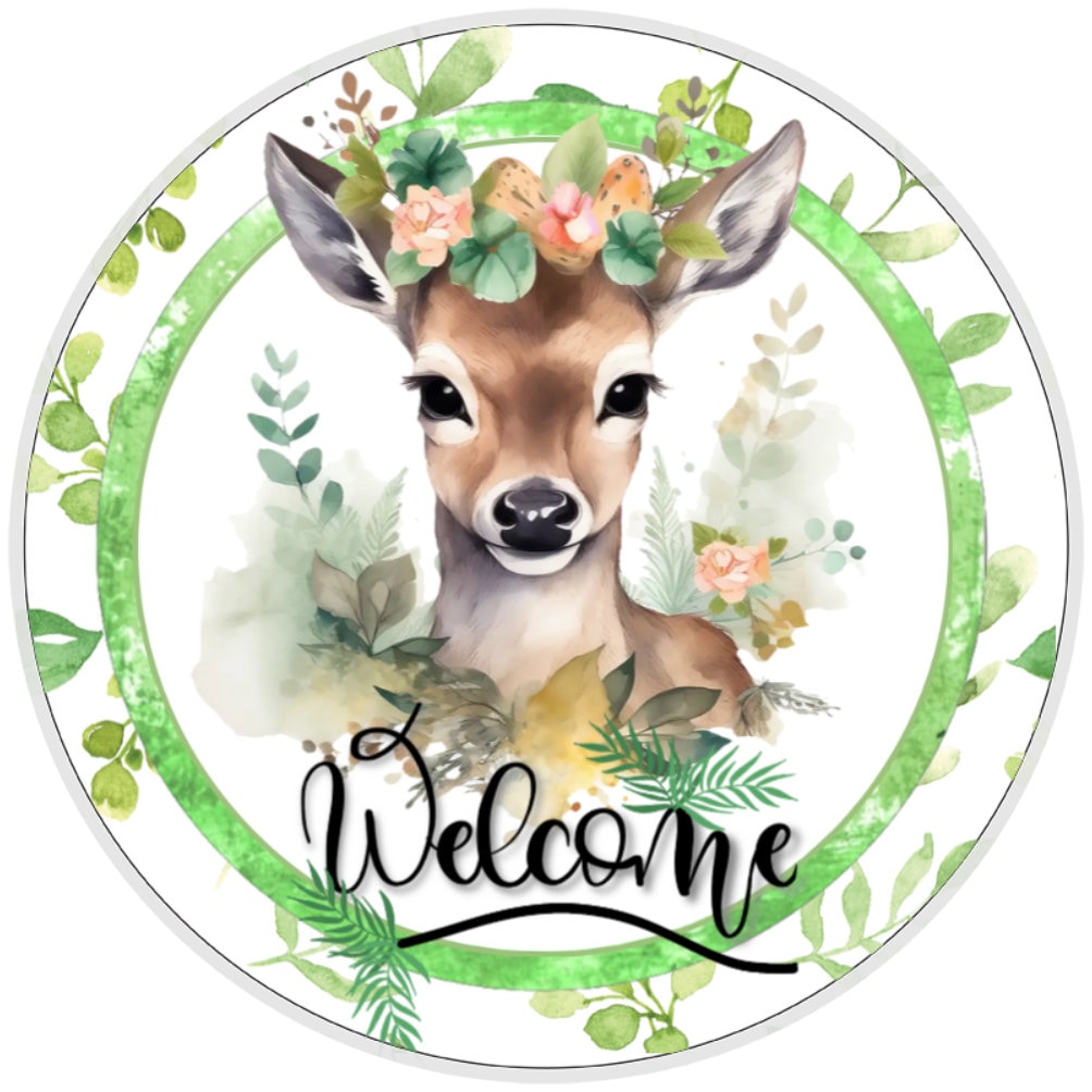 10 Doe Deer Floral Sign, Wreath Sign, Home Decor