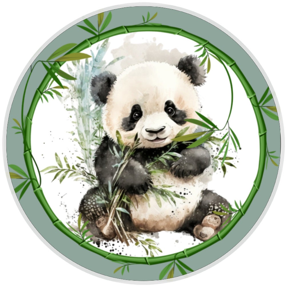 10 Panda Bear Bamboo Wreath Sign, Wreath Sign, Home Decor, Metal Sign, The Ritzy Cactus