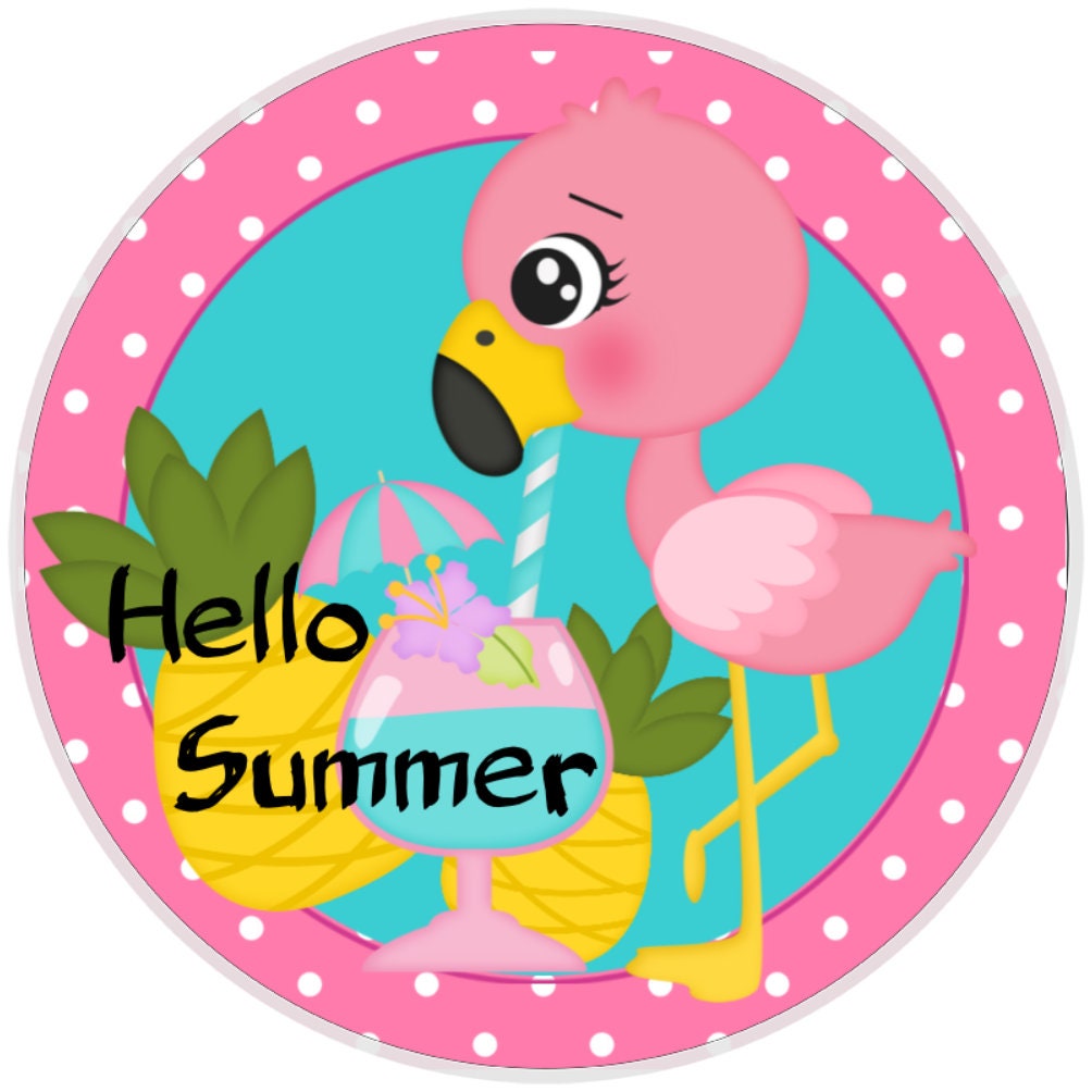 10 Hello Summer Flamingo Pineapple Sign, Wreath Sign, Home Decor