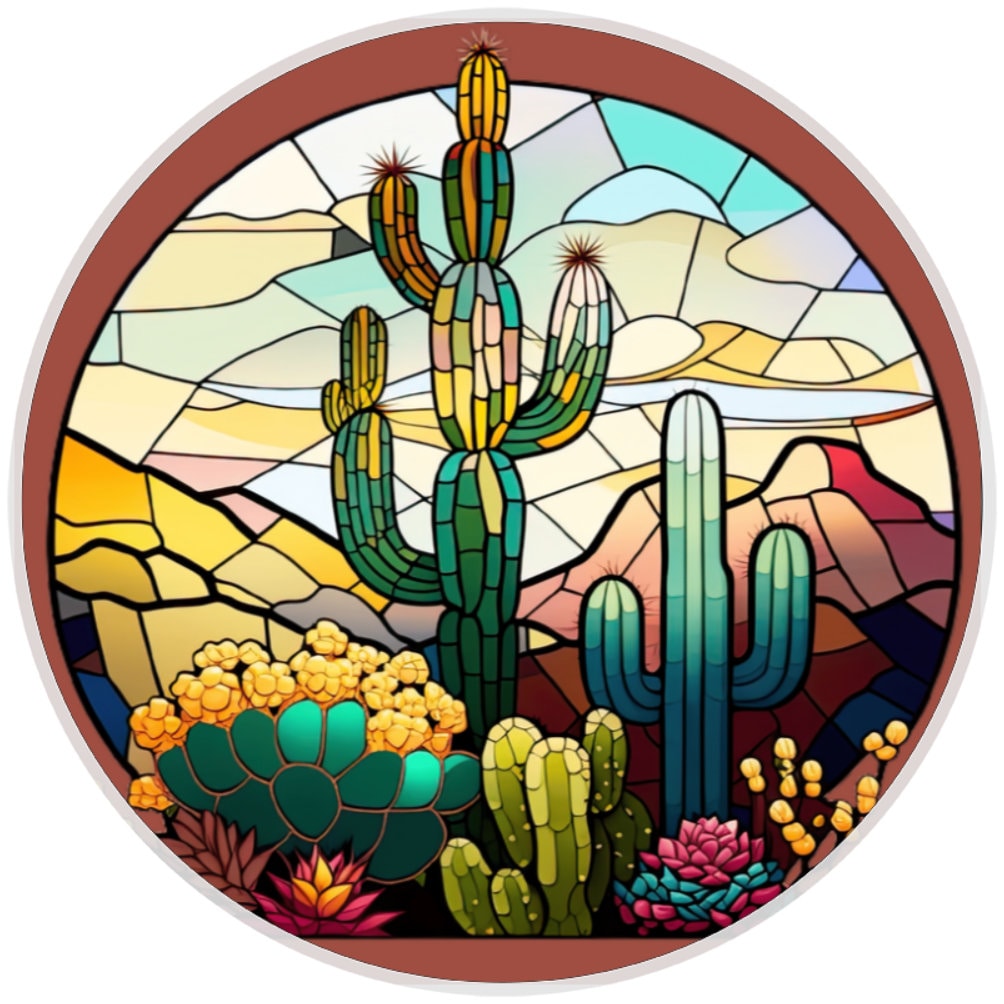10 Stained Glass Look Cactus Wreath Sign, Wreath Sign, Home Decor, Metal Sign, The Ritzy Cactus