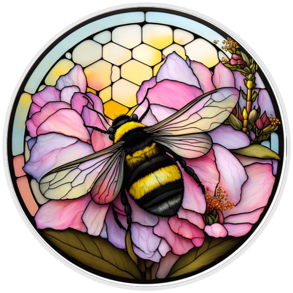 10 Stained Glass Look Bumble Bee Wreath Sign, Wreath Sign, Home Decor, Metal Sign, The Ritzy Cactus