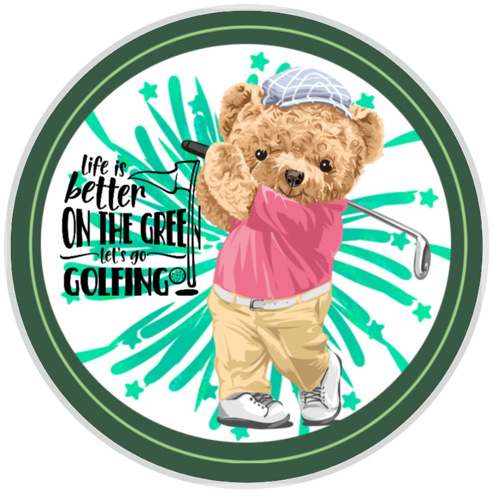 10 Teddy Bear Golf Sign, Wreath Sign, Home Decor, Metal Sign, The Ritzy Cactus