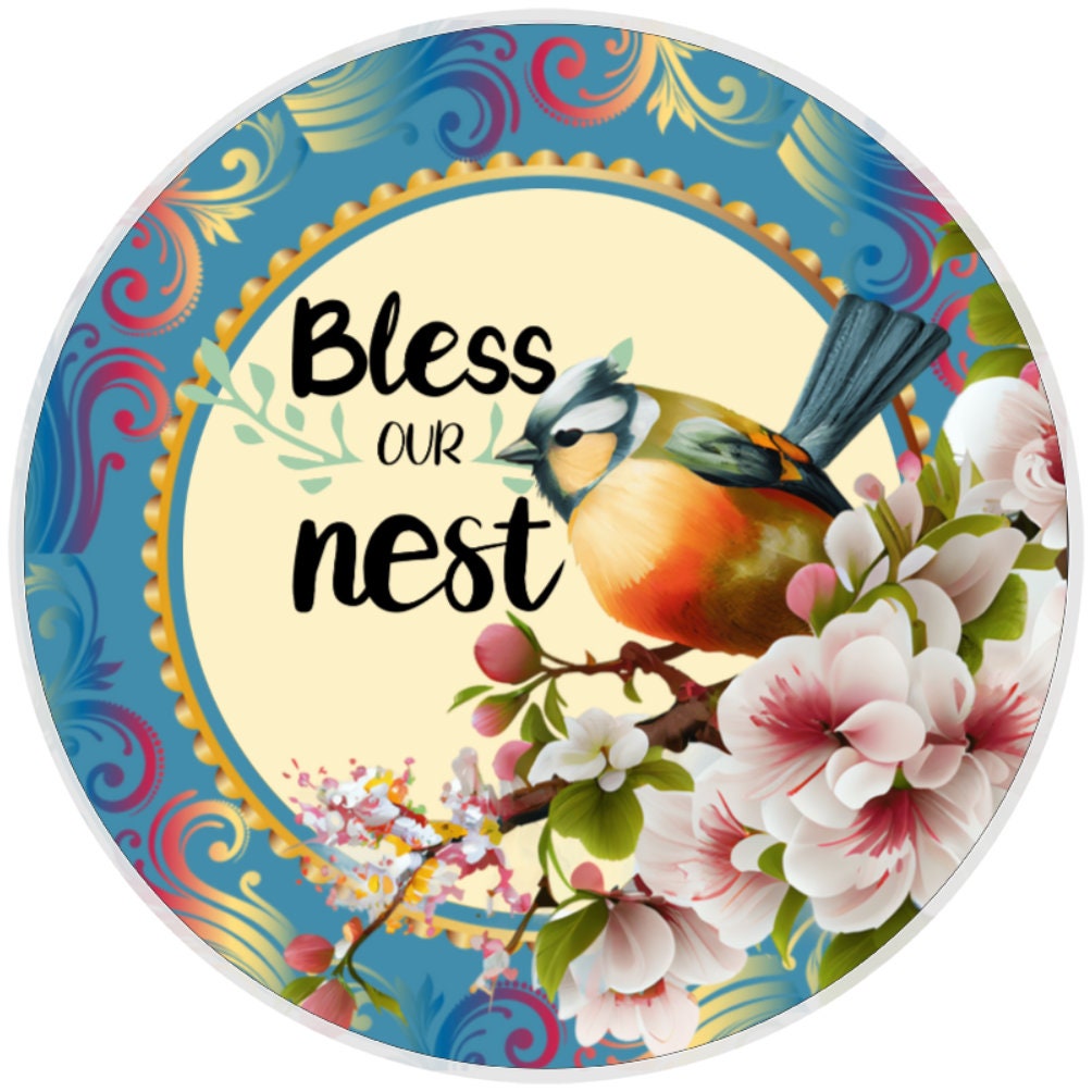 10 Bless Our Nest Bird Sign, Wreath Sign, Home Decor