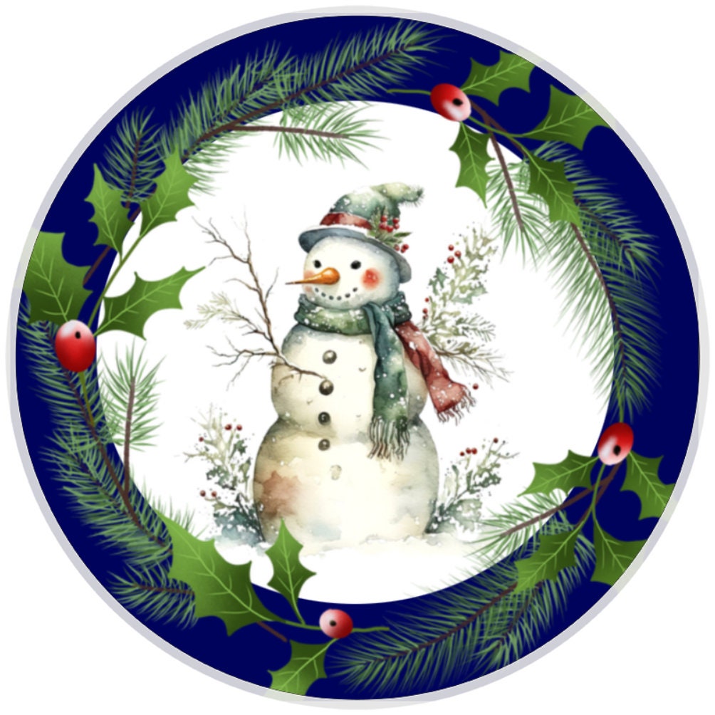 10 Holly Winter Snowman Wreath Sign, Wreath Sign, Home Decor