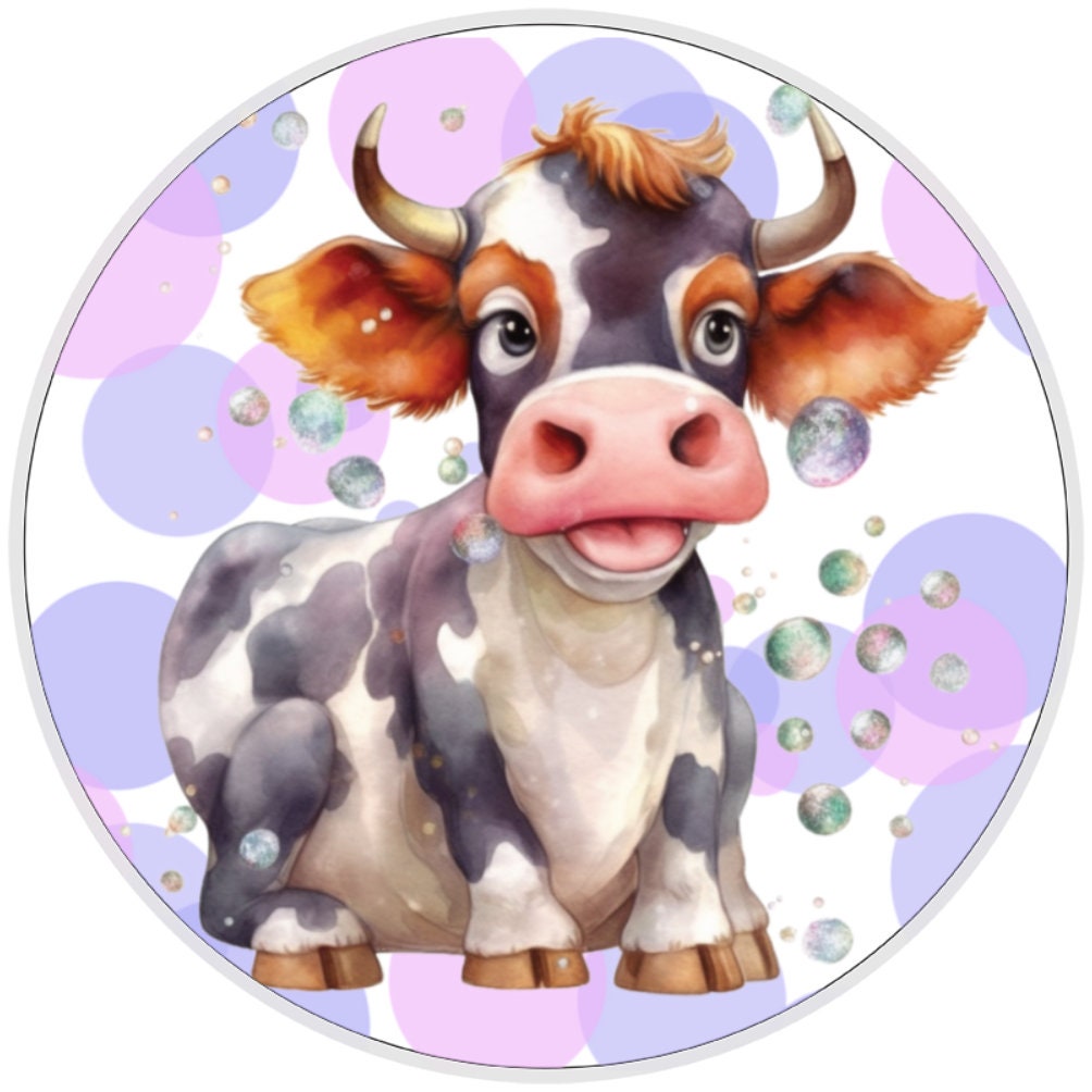 10 Purple Bubble Cow Sign, Wreath Sign, Home Decor, Metal Sign, The Ritzy Cactus