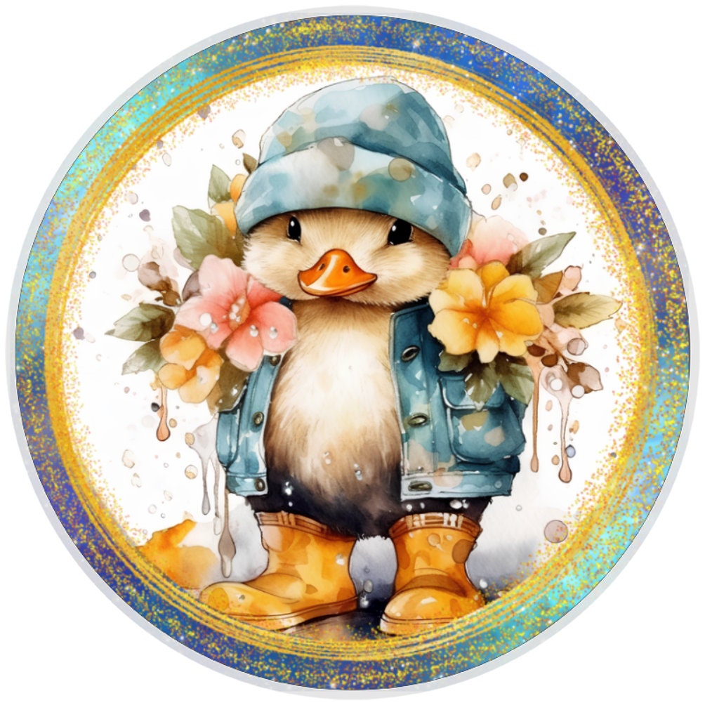 10 Floral Rain Duck Sign, Wreath Sign, Home Decor, Metal Sign, The Ritzy Cactus