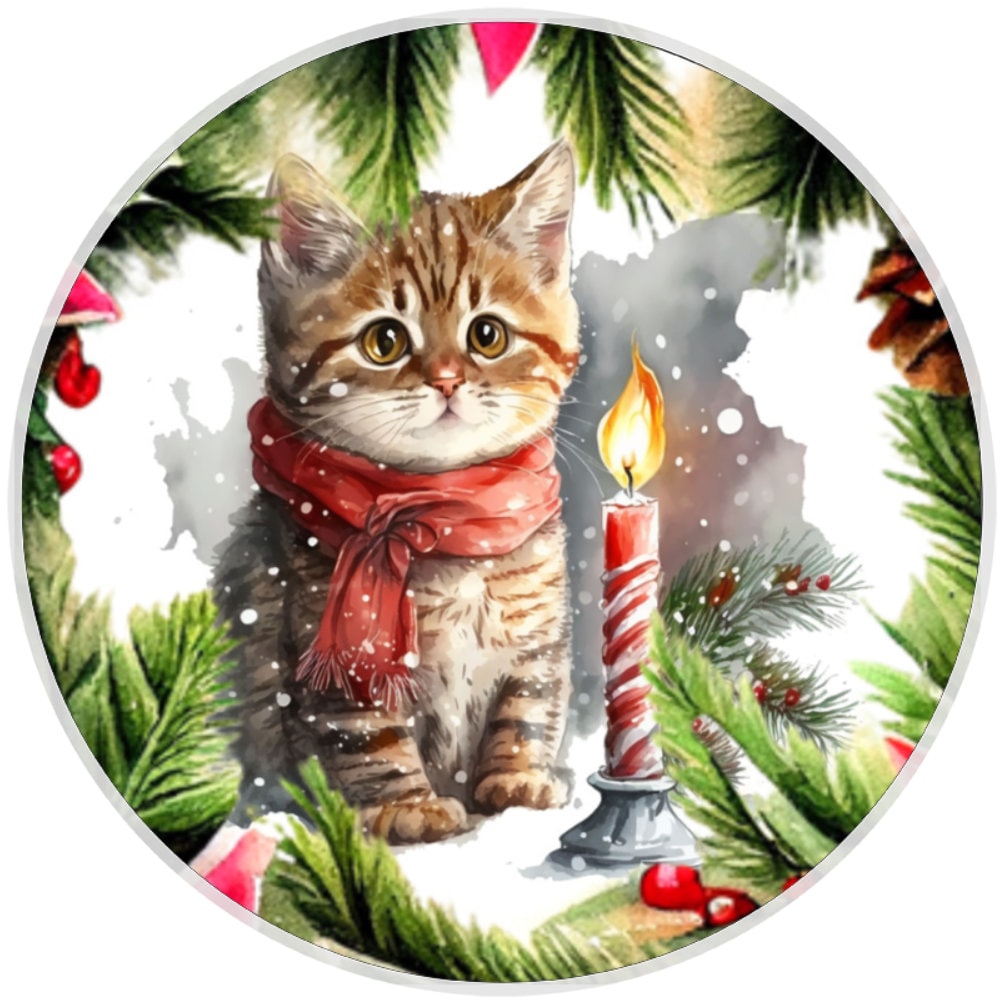 10 Kitten Christmas Candle Wreath Sign, Wreath Sign, Home Decor