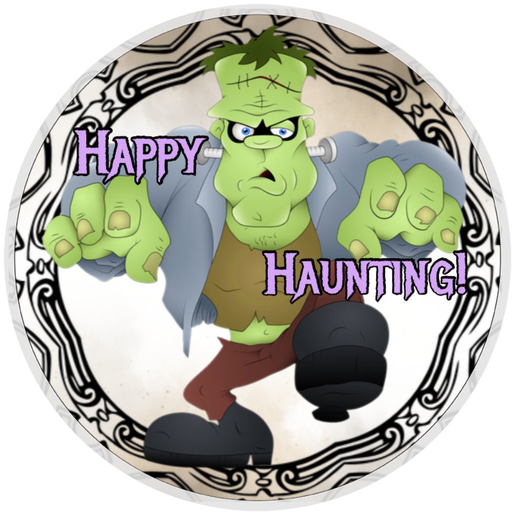 10 Happy Haunting Frankenstein Sign, Metal Wreath Sign, Home Decor