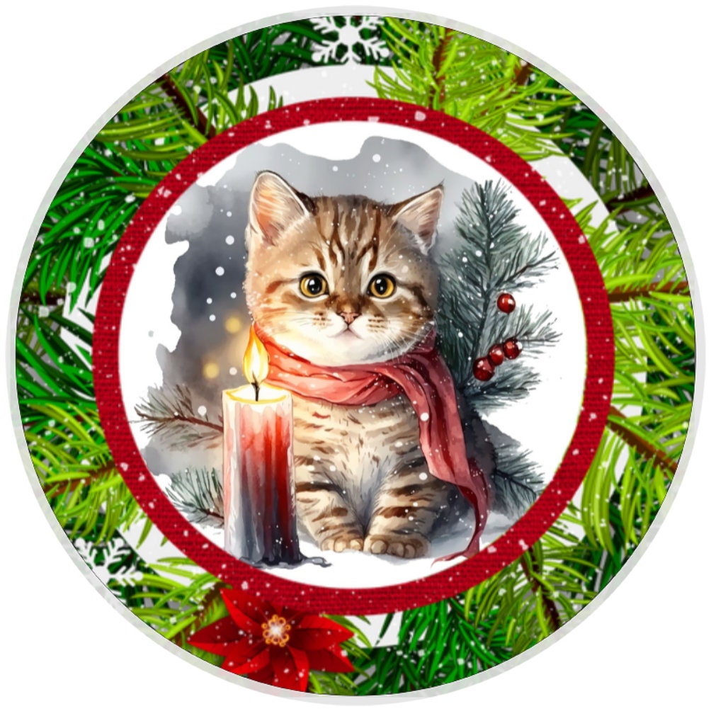 10 Kitten Candle Wreath Sign, Wreath Sign, Home Decor