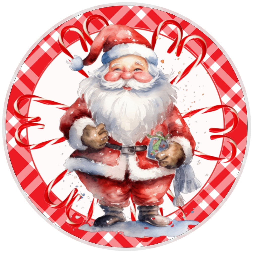 10 Candy Cane Santa Christmas Sign, Metal Wreath Sign, Home Decor
