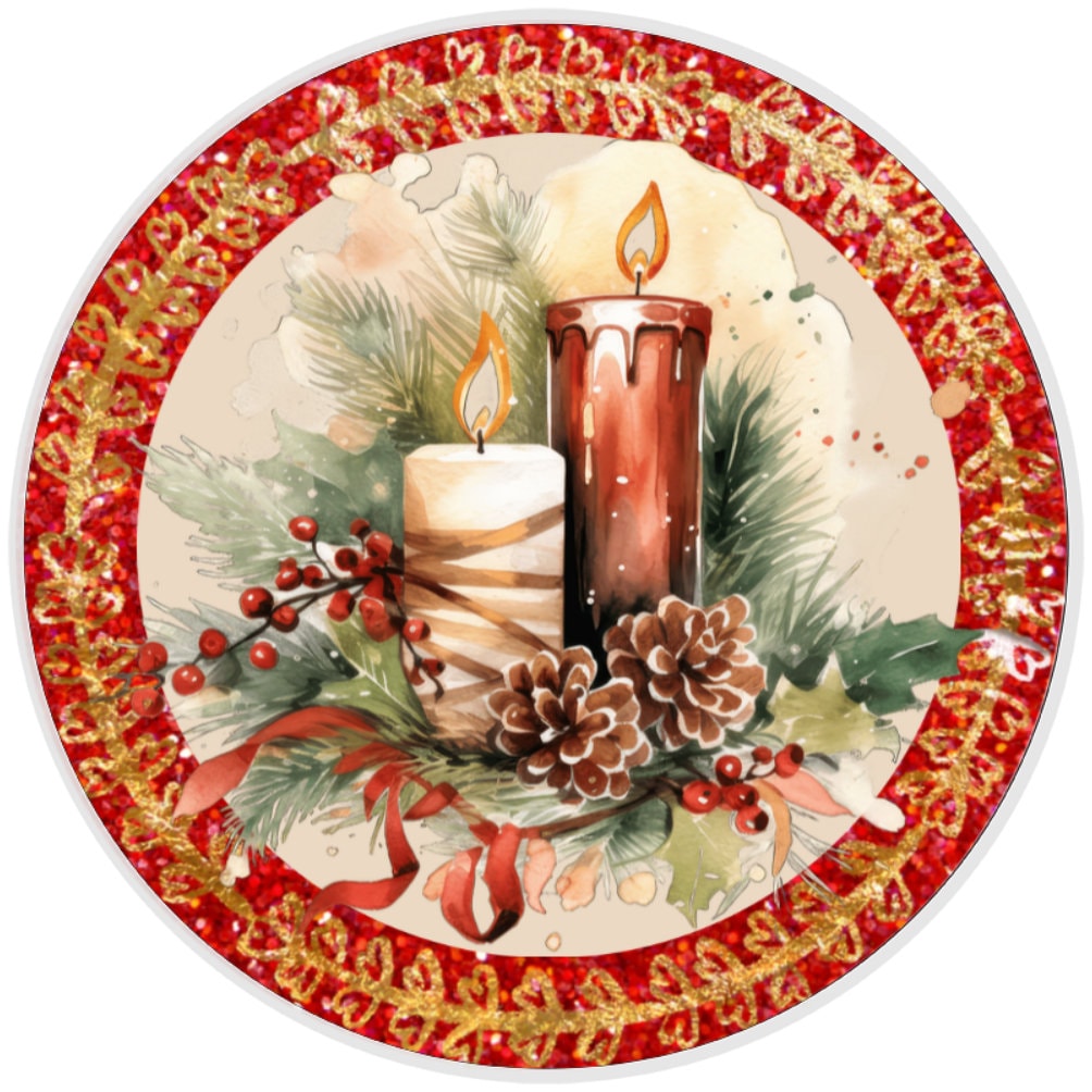 10 Christmas Candle Sign, Metal Wreath Sign, Home Decor