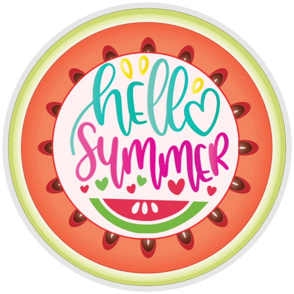 10 Hello Summer Watermelon Sign, Metal Wreath Sign, Home Decor