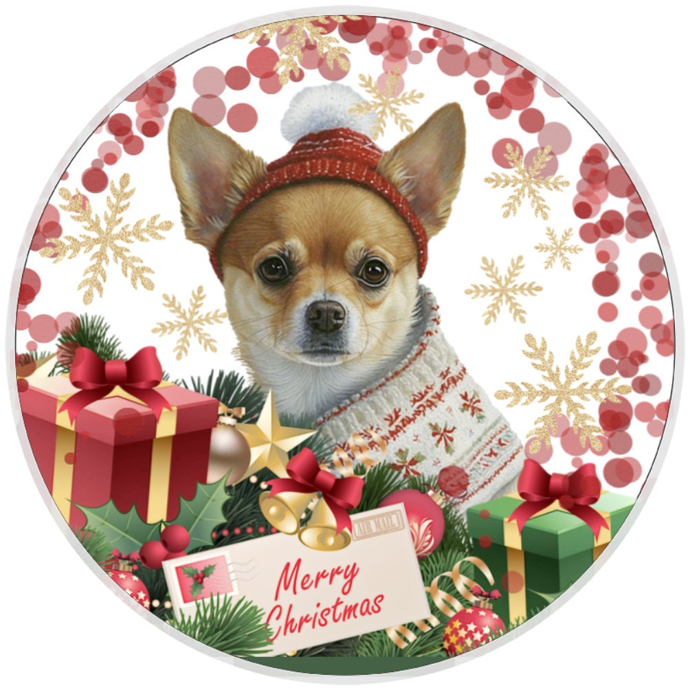 10 Christmas Chihuahua Sign, Metal Wreath Sign, Home Decor