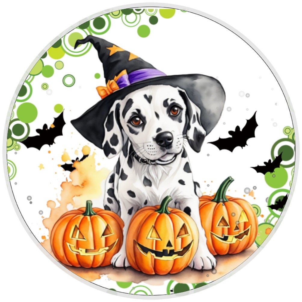 10 Halloween Dalmatian Dog Sign, Metal Wreath Sign, Home Decor