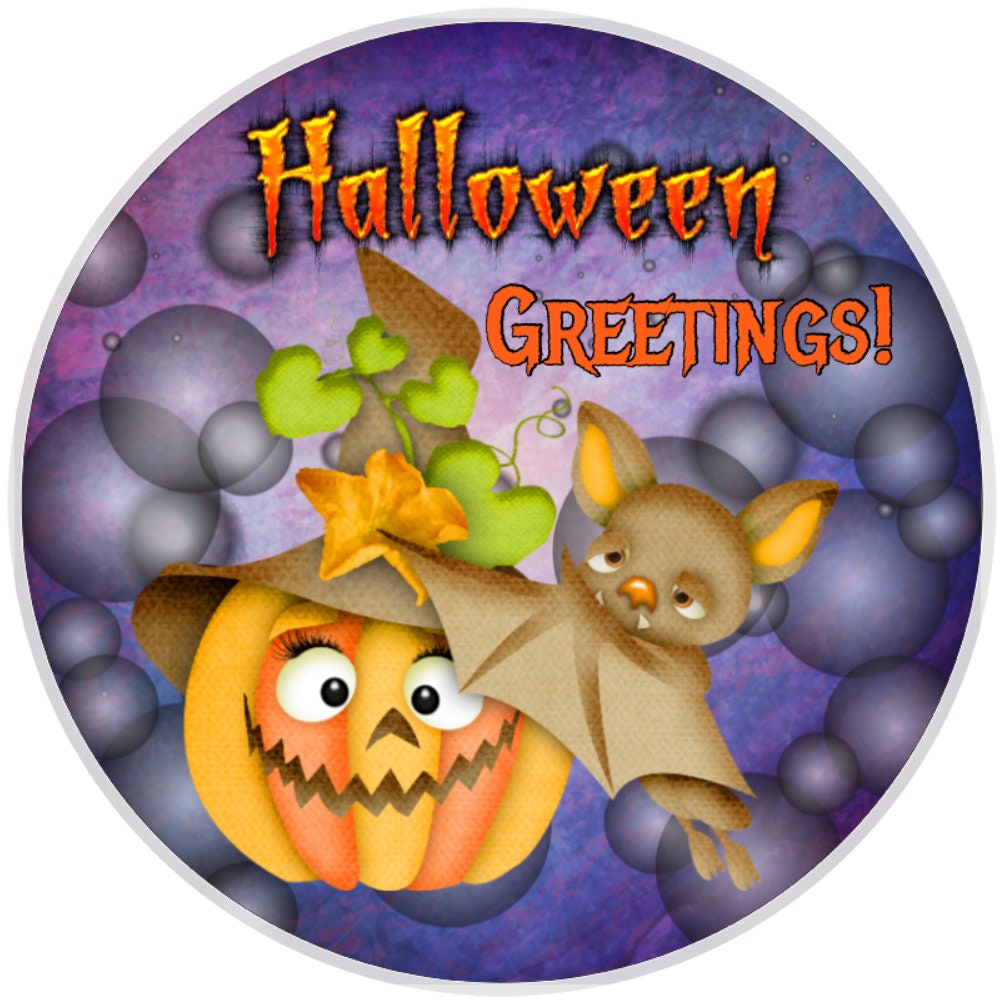 10 Halloween Greetings Pumpkin Bat Sign, Metal Wreath Sign, Home Decor