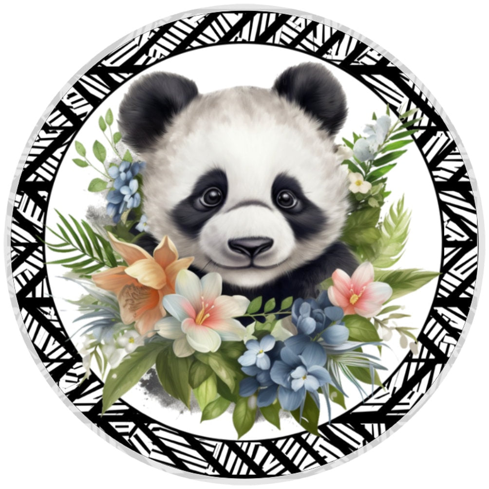 10 Floral Panda Sign, Wreath Sign, Home Decor, Metal Sign, The Ritzy Cactus