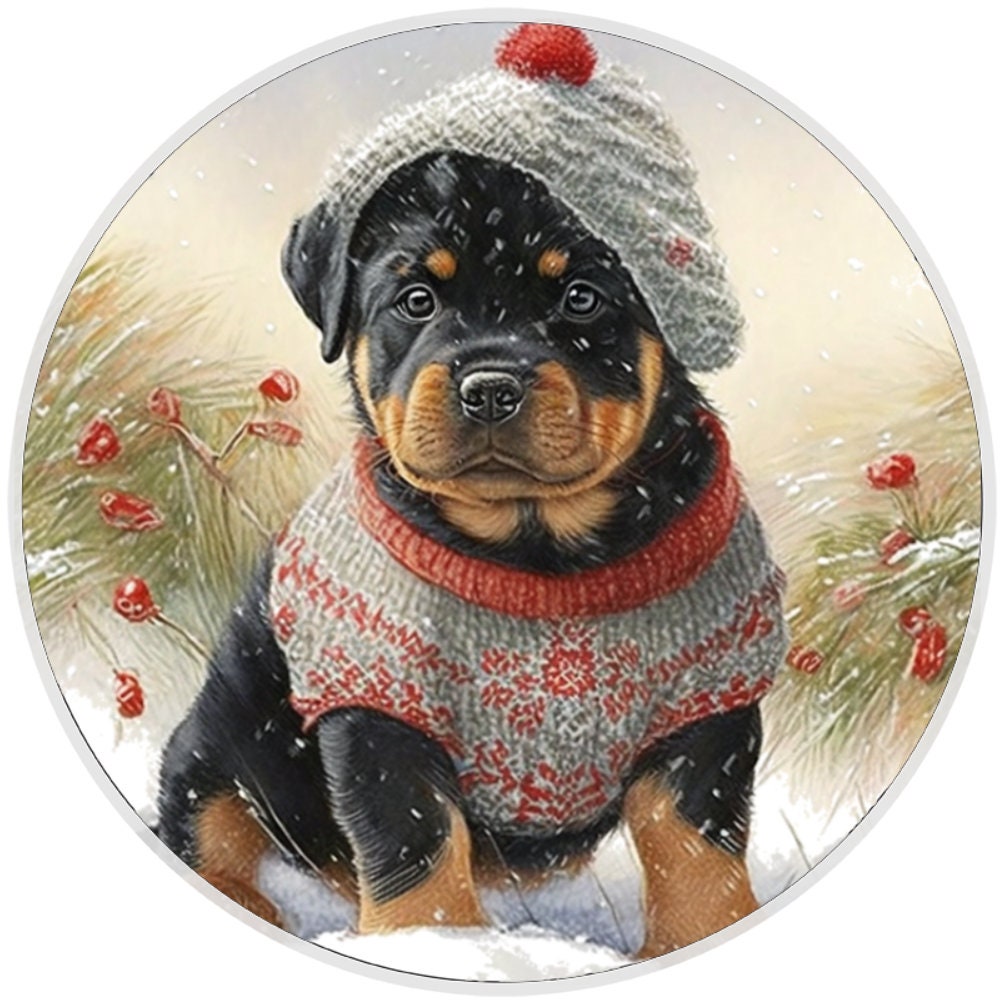 10 Christmas Rottweiler Dog Sign, Metal Wreath Sign, Home Decor