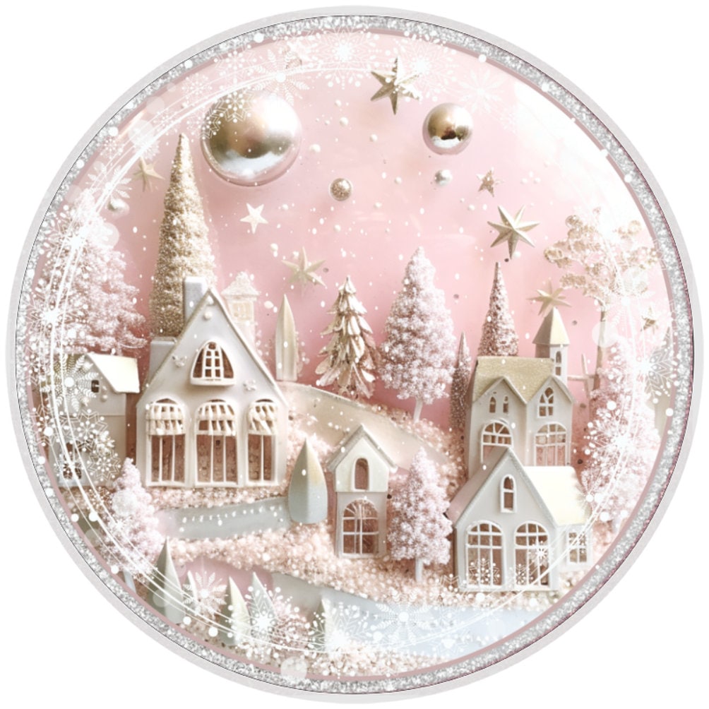 10 3D Look Pink Snow Winter Sign, Flat Wreath Sign, Home Decor