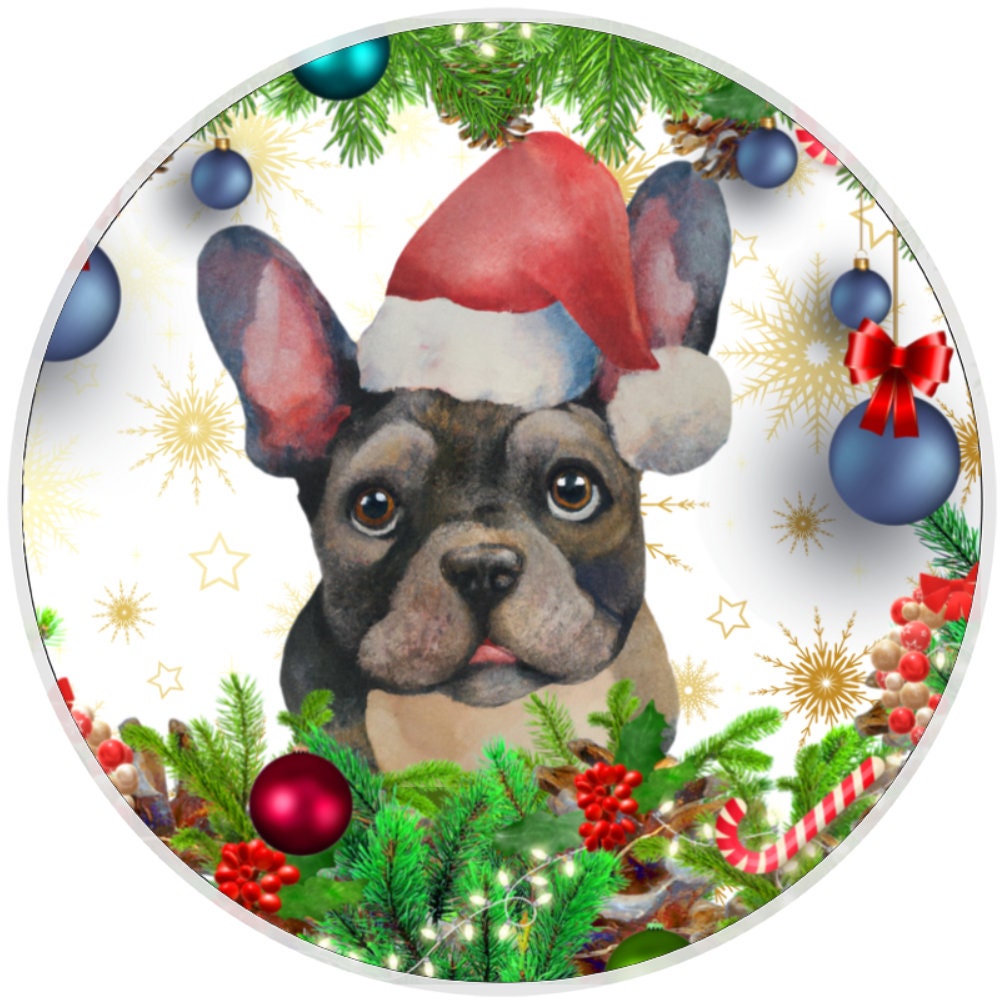 10 Christmas Frenchie Dog Sign, Metal Wreath Sign, Home Decor